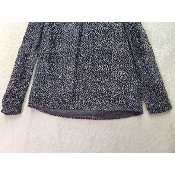 Express Blouse Top Women's Small Gray Black Velvet Polka Dot Sheer Viscose Lined - Picture 4 of 9